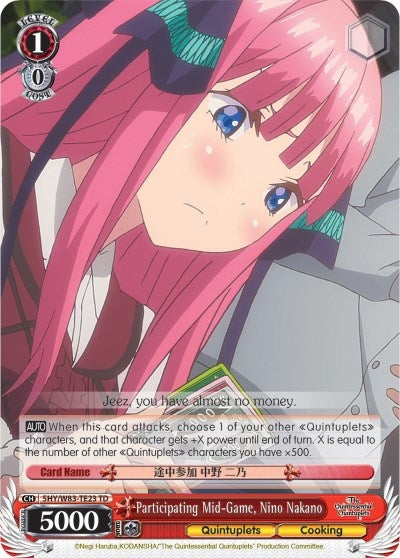 Image for Participating Mid-Game, Nino Nakano (The Quintessential Quintuplets) (5HY/W83-TE23 TD) - Weiss Schwarz
