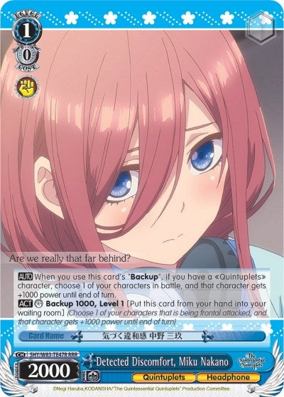 Image for Detected Discomfort, Miku Nakano (RRR) (The Quintessential Quintuplets) (5HY/W83-TE47R RRR) - Weiss Schwarz