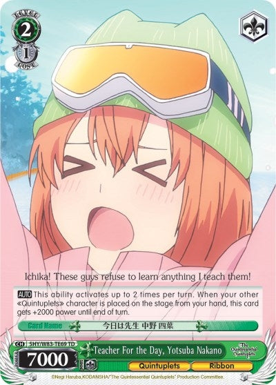 Image for Teacher For the Day, Yotsuba Nakano (The Quintessential Quintuplets) (5HY/W83-TE69 TD) - Weiss Schwarz