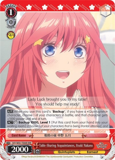 Image for Table-Sharing Acquaintances, Itsuki Nakano (RRR) (The Quintessential Quintuplets) (5HY/W83-TE84R RRR) - Weiss Schwarz