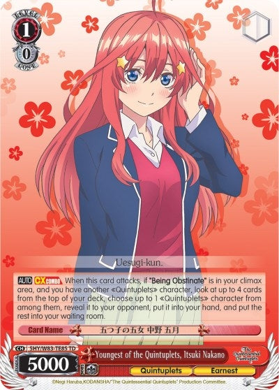Image for Youngest of the Quintuplets, Itsuki Nakano (The Quintessential Quintuplets) (5HY/W83-TE85 TD) - Weiss Schwarz