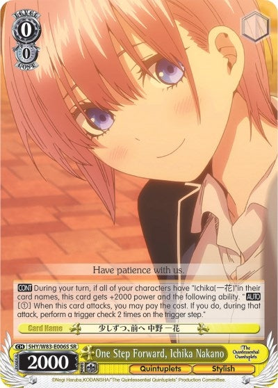 Image for One Step Forward, Ichika Nakano (SR) (The Quintessential Quintuplets) (5HY/W83-E006S SR) - Weiss Schwarz