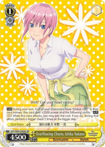 Image for Overflowing Charm, Ichika Nakano (SR) (The Quintessential Quintuplets) (5HY/W83-E008S SR) - Weiss Schwarz