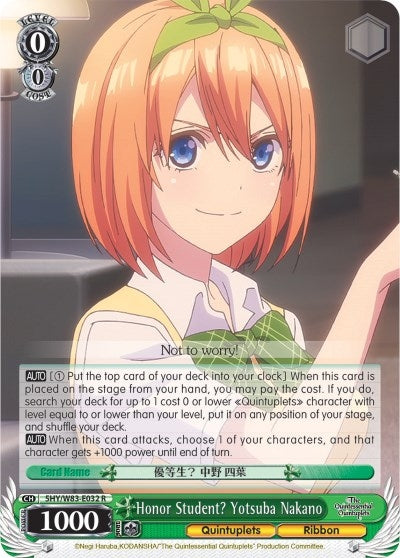 Image for Honor Student? Yotsuba Nakano (The Quintessential Quintuplets) (5HY/W83-E032 R) - Weiss Schwarz