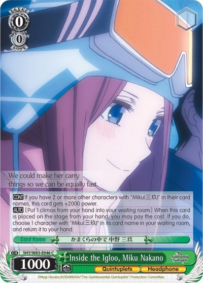 Image for Inside the Igloo, Miku Nakano (The Quintessential Quintuplets) (5HY/W83-E046 C) - Weiss Schwarz
