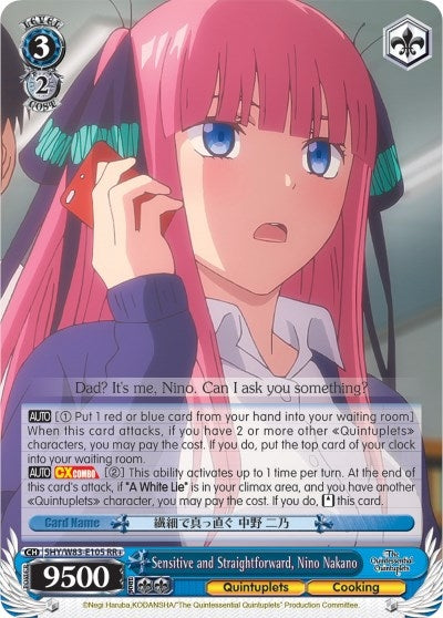 Image for Sensitive and Straightforward, Nino Nakano (The Quintessential Quintuplets) (5HY/W83-E105 RR+) - Weiss Schwarz