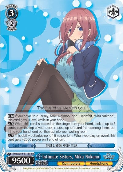 Image for Intimate Sisters, Miku Nakano (SR) (The Quintessential Quintuplets) (5HY/W83-E115S SR) - Weiss Schwarz
