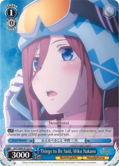 Image for Things to Be Said, Miku Nakano (The Quintessential Quintuplets) (5HY/W83-E120 U) - Weiss Schwarz