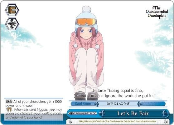 Image for Let's Be Fair (The Quintessential Quintuplets) (5HY/W83-E134 CC) - Weiss Schwarz