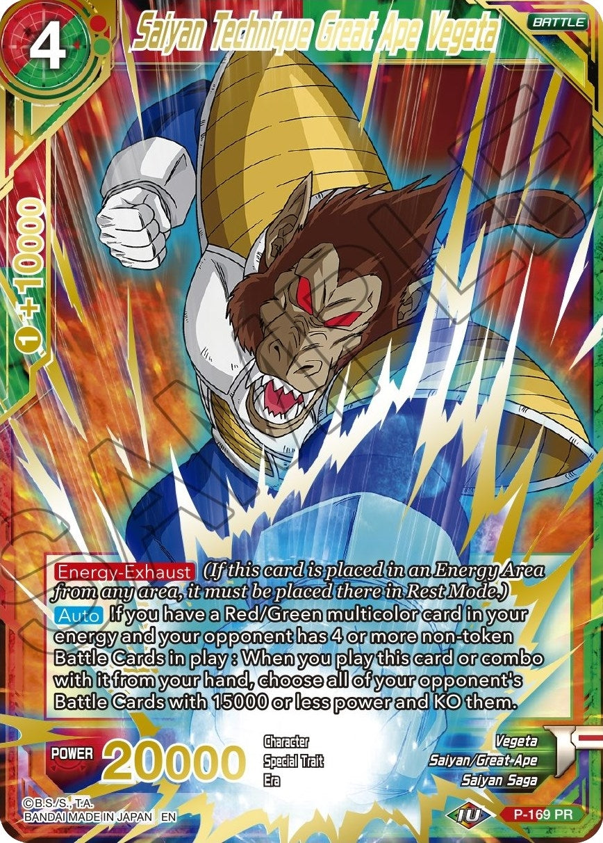 Image for Saiyan Technique Great Ape Vegeta (Gold Stamped) (Mythic Booster) (P-169) - Dragon Ball Super: Masters