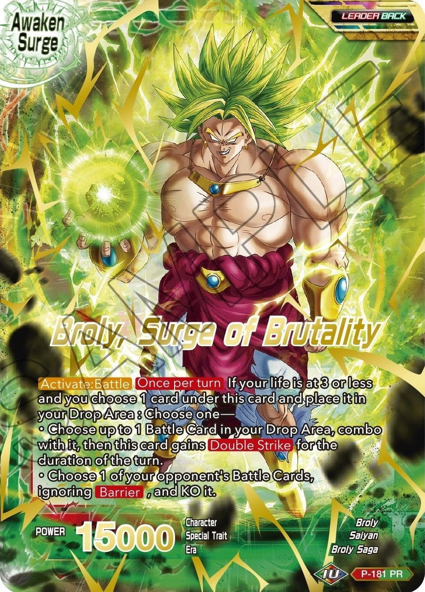 Image for Broly // Broly, Surge of Brutality (Gold Stamped) (Mythic Booster) (P-181) - Dragon Ball Super: Masters