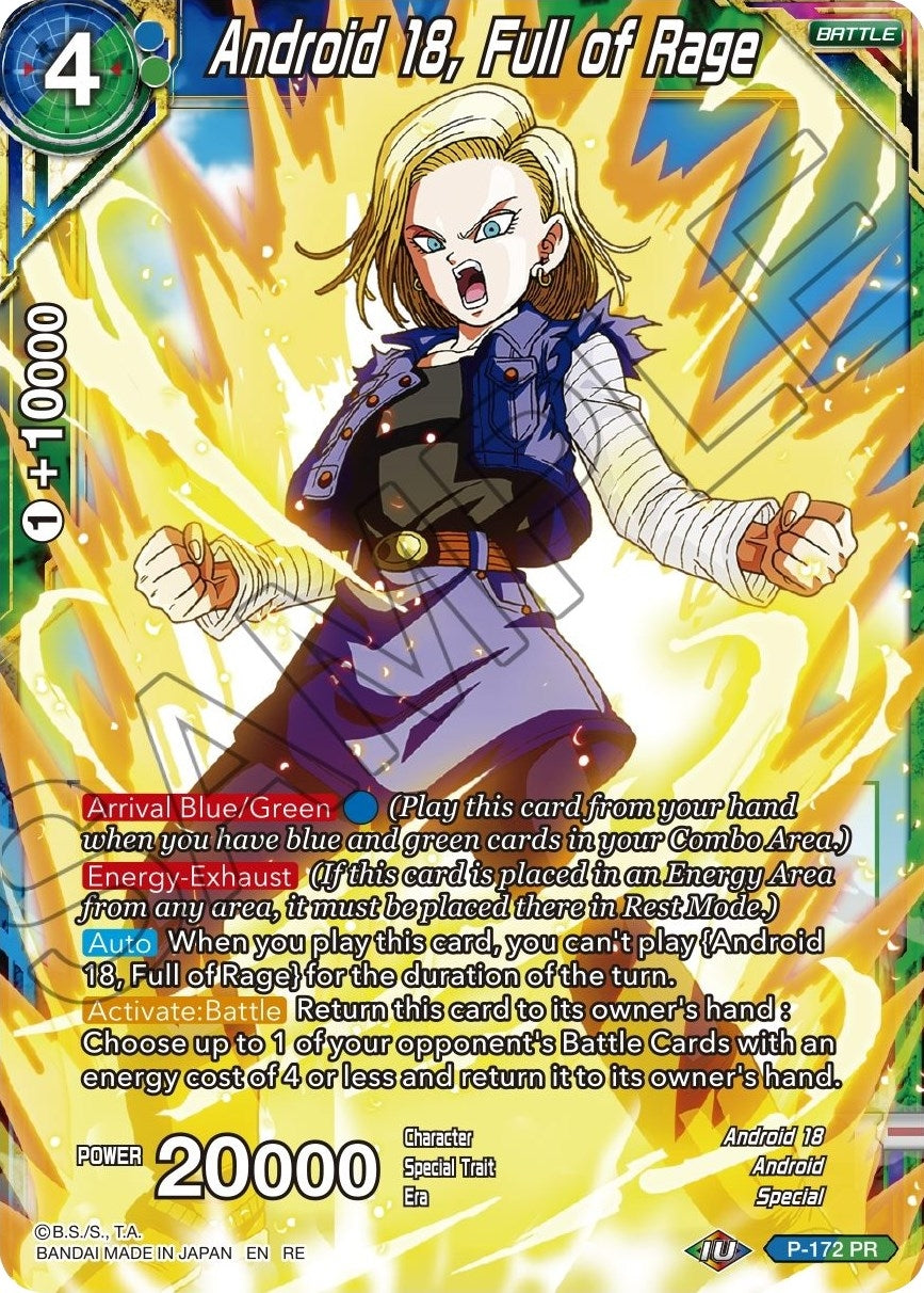 Image for Android 18, Full of Rage (Mythic Booster) (P-172) - Dragon Ball Super: Masters