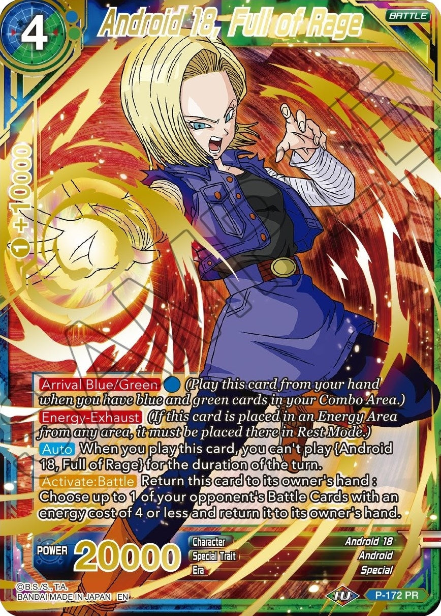 Image for Android 18, Full of Rage (Gold Stamped) (Mythic Booster) (P-172) - Dragon Ball Super: Masters