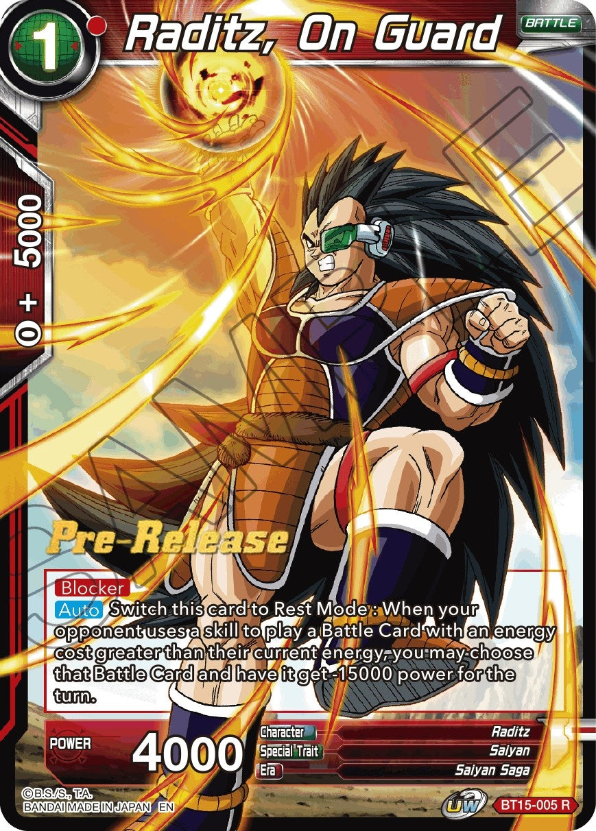 Image for Raditz, On Guard (Saiyan Showdown Pre-Release Cards) (BT15-005) - Dragon Ball Super: Masters