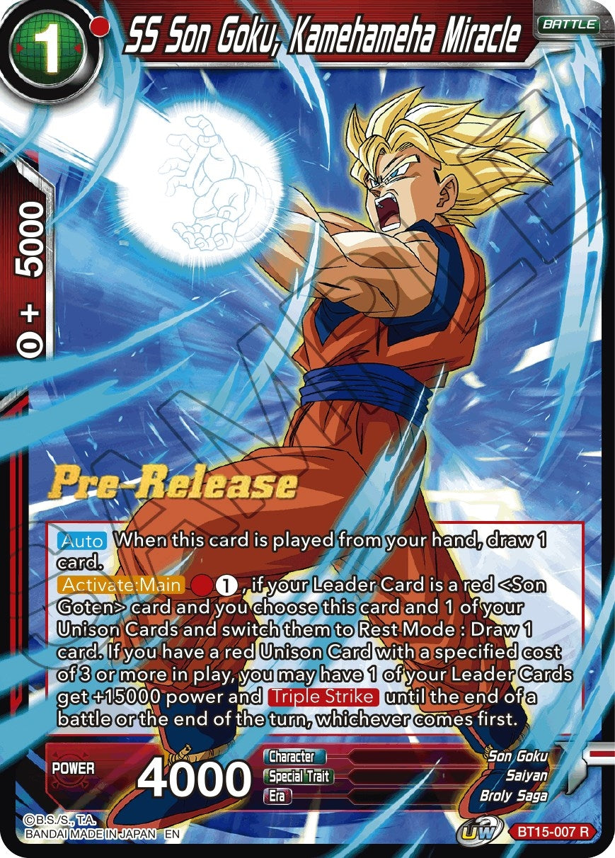 Image for SS Son Goku, Kamehameha Miracle (Saiyan Showdown Pre-Release Cards) (BT15-007) - Dragon Ball Super: Masters