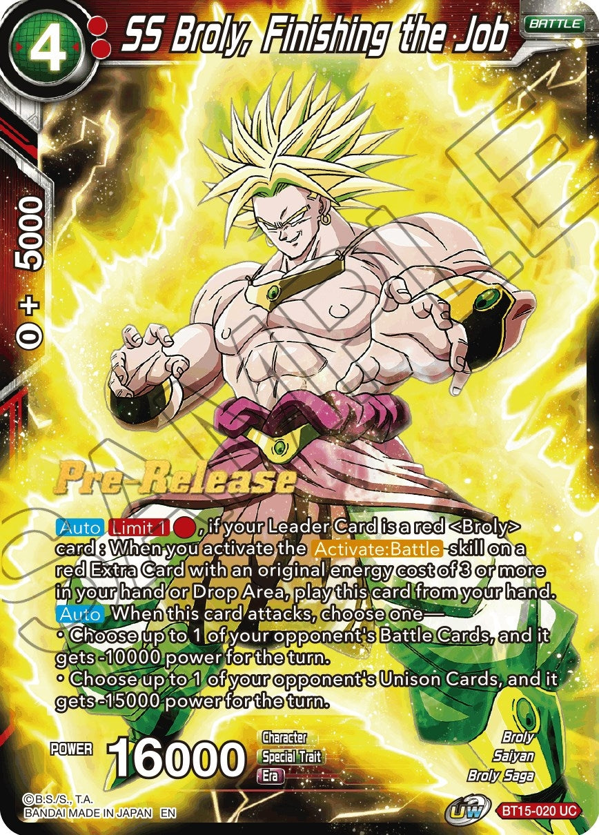 Image for SS Broly, Finishing the Job (Saiyan Showdown Pre-Release Cards) (BT15-020) - Dragon Ball Super: Masters