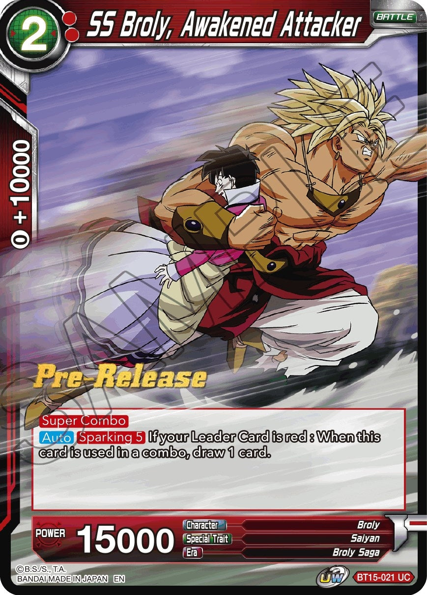 Image for SS Broly, Awakened Attacker (Saiyan Showdown Pre-Release Cards) (BT15-021) - Dragon Ball Super: Masters