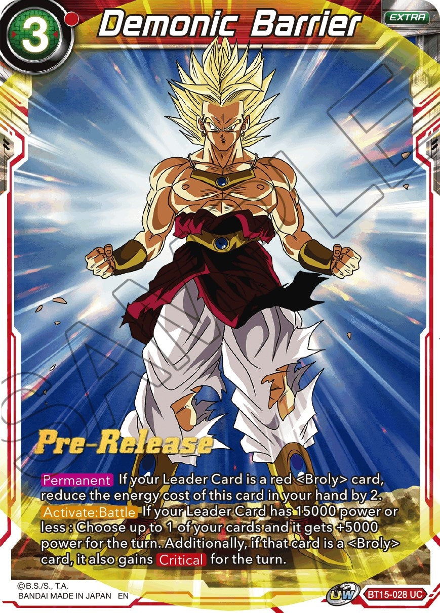 Image for Demonic Barrier (Saiyan Showdown Pre-Release Cards) (BT15-028) - Dragon Ball Super: Masters