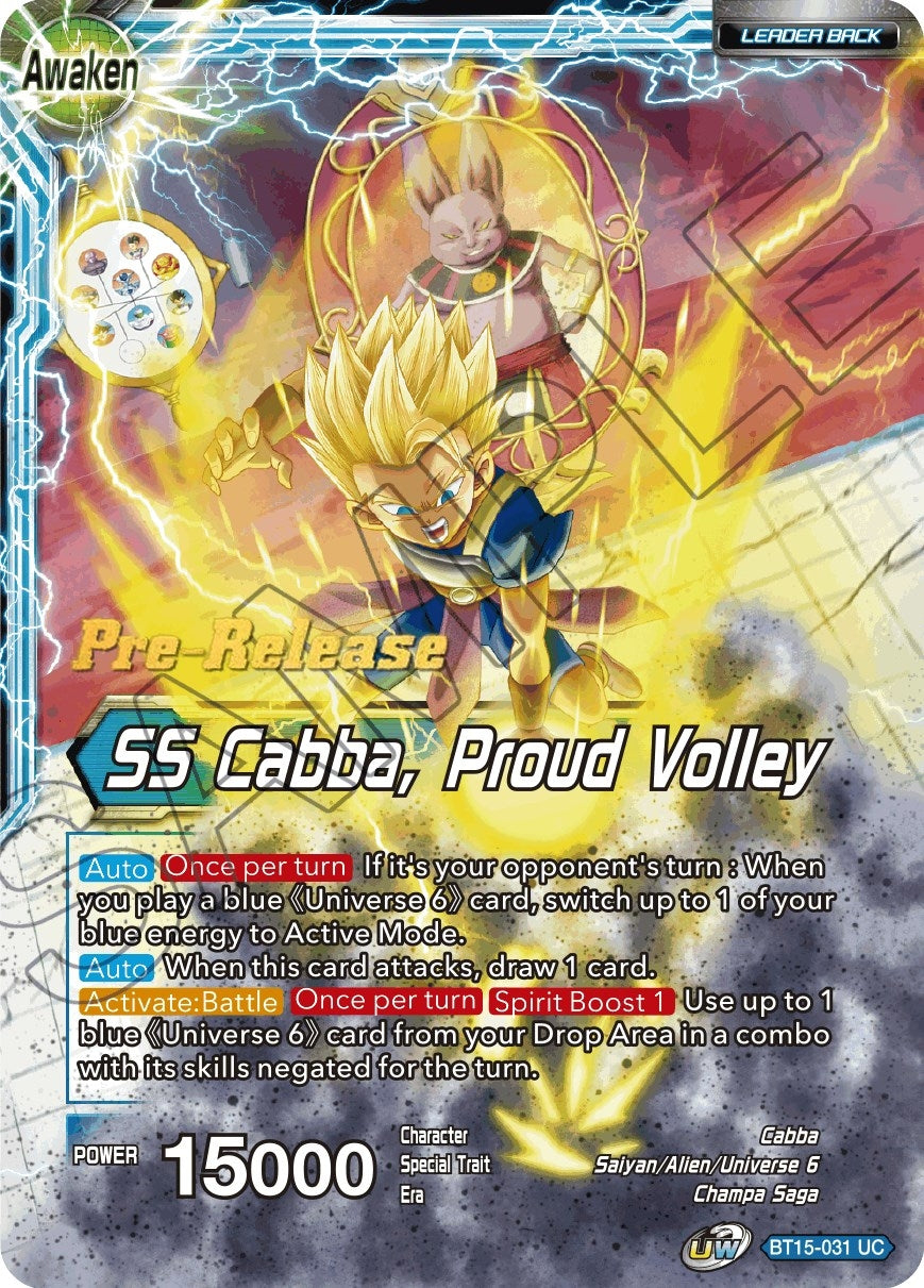 Image for Cabba // SS Cabba, Proud Volley (Saiyan Showdown Pre-Release Cards) (BT15-031) - Dragon Ball Super: Masters