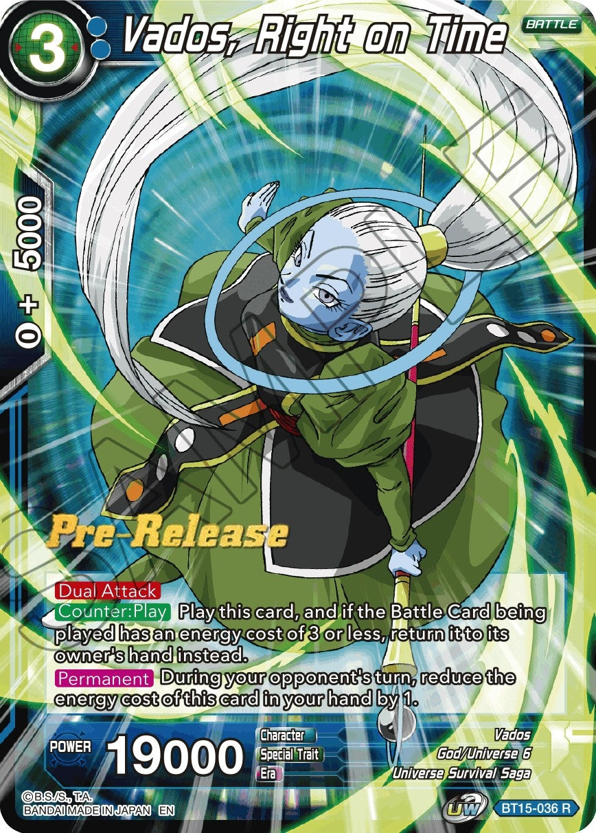 Image for Vados, Right on Time (Saiyan Showdown Pre-Release Cards) (BT15-036) - Dragon Ball Super: Masters