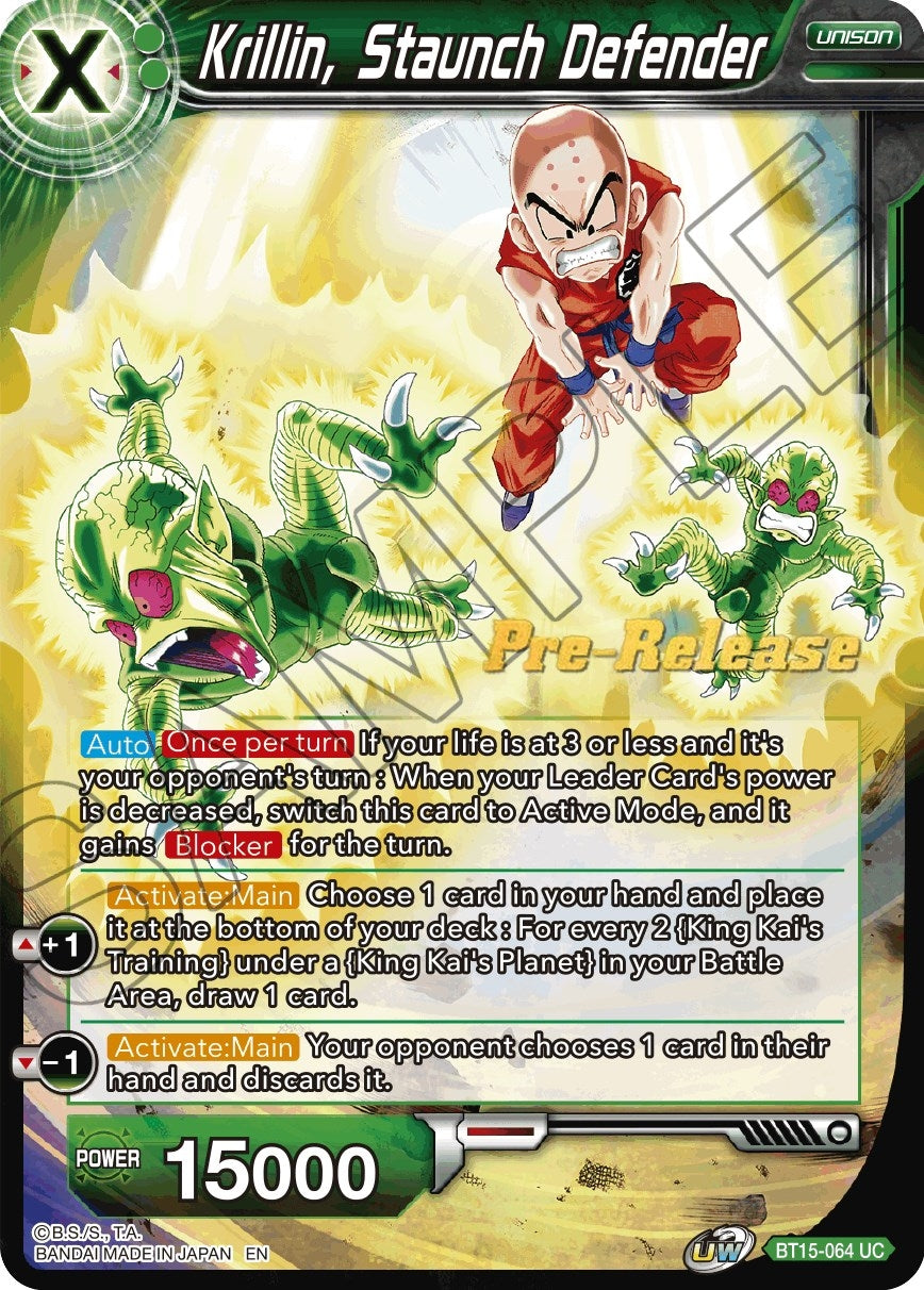 Image for Krillin, Staunch Defender (Saiyan Showdown Pre-Release Cards) (BT15-064) - Dragon Ball Super: Masters