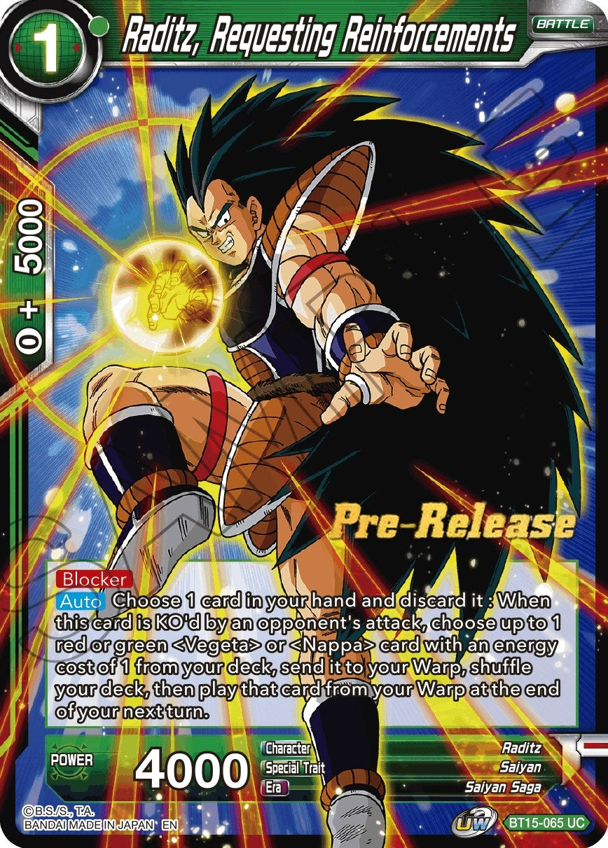 Image for Raditz, Requesting Reinforcements (Saiyan Showdown Pre-Release Cards) (BT15-065) - Dragon Ball Super: Masters