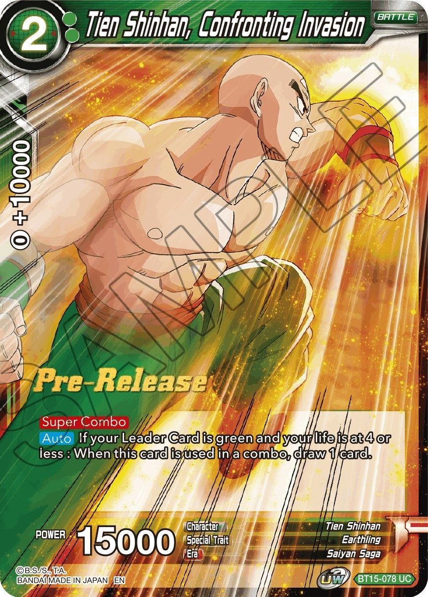 Image for Tien Shinhan, Confronting Invasion (Saiyan Showdown Pre-Release Cards) (BT15-078) - Dragon Ball Super: Masters
