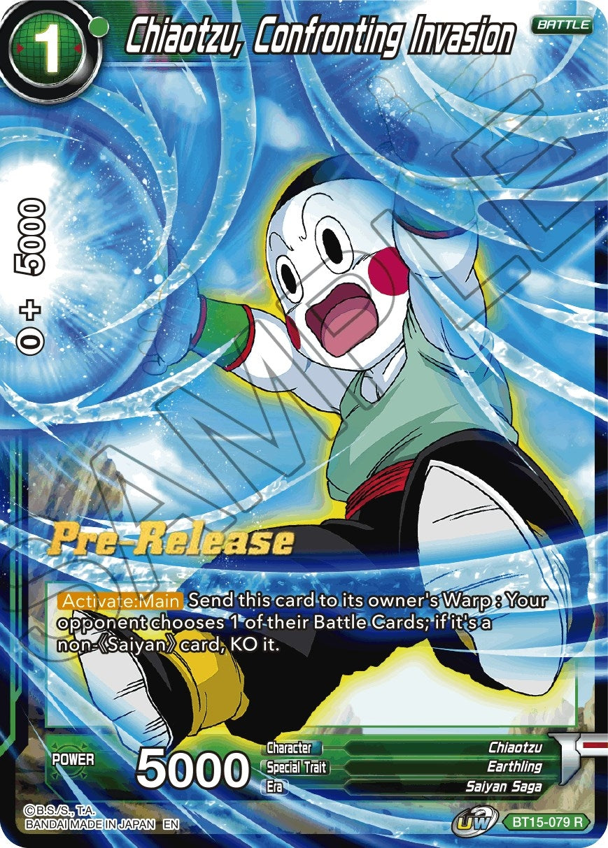 Image for Chiaotzu, Confronting Invasion (Saiyan Showdown Pre-Release Cards) (BT15-079) - Dragon Ball Super: Masters