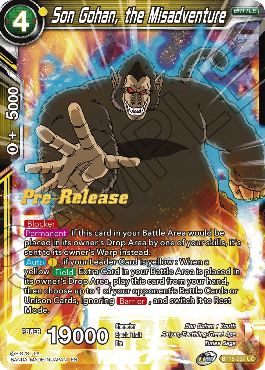 Image for Son Gohan, the Misadventure (Saiyan Showdown Pre-Release Cards) (BT15-097) - Dragon Ball Super: Masters