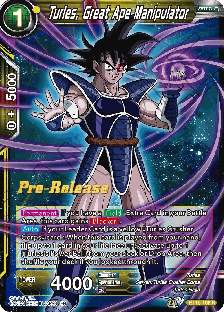 Image for Turles, Great Ape Manipulator (Saiyan Showdown Pre-Release Cards) (BT15-106) - Dragon Ball Super: Masters
