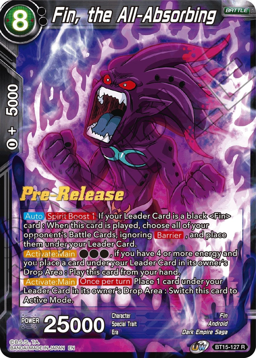 Image for Fin, the All-Absorbing (Saiyan Showdown Pre-Release Cards) (BT15-127) - Dragon Ball Super: Masters