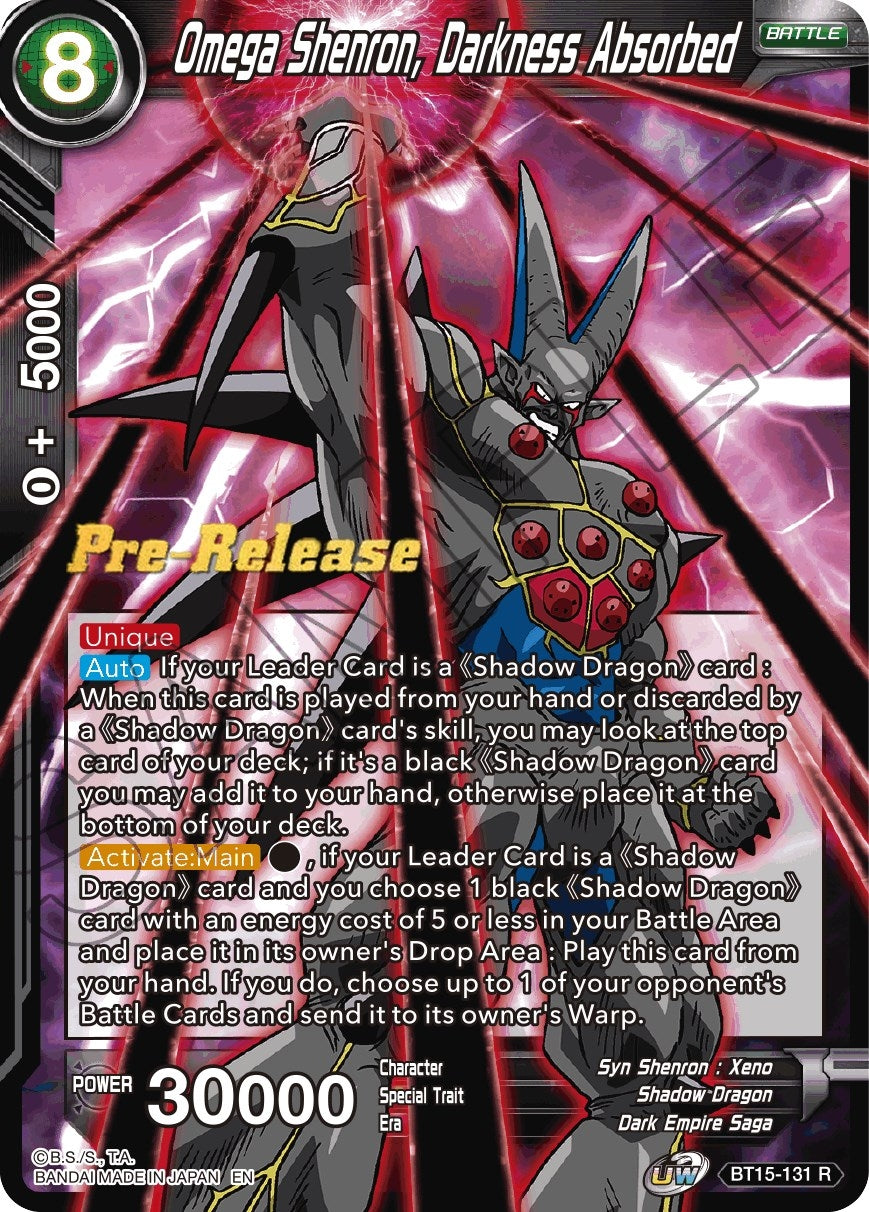 Image for Omega Shenron, Darkness Absorbed (Saiyan Showdown Pre-Release Cards) (BT15-131) - Dragon Ball Super: Masters