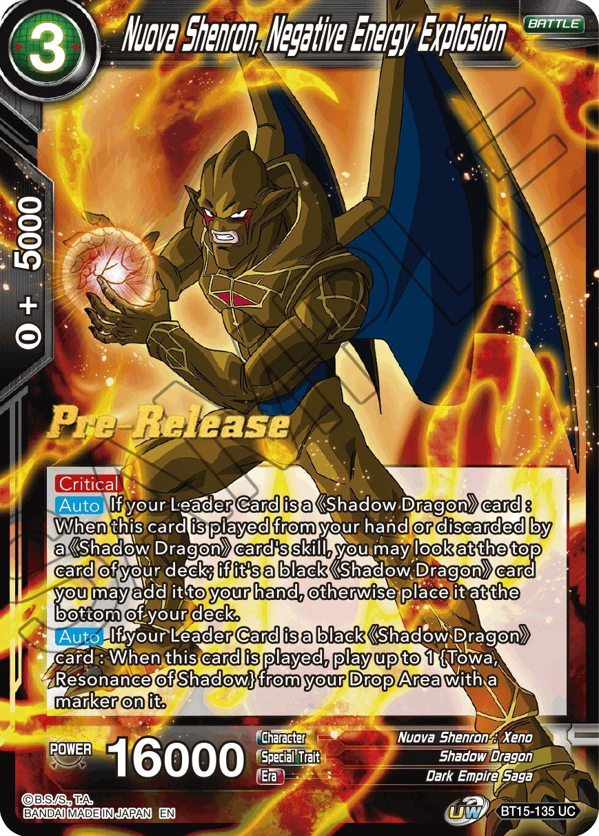 Image for Nuova Shenron, Negative Energy Explosion (Saiyan Showdown Pre-Release Cards) (BT15-135) - Dragon Ball Super: Masters