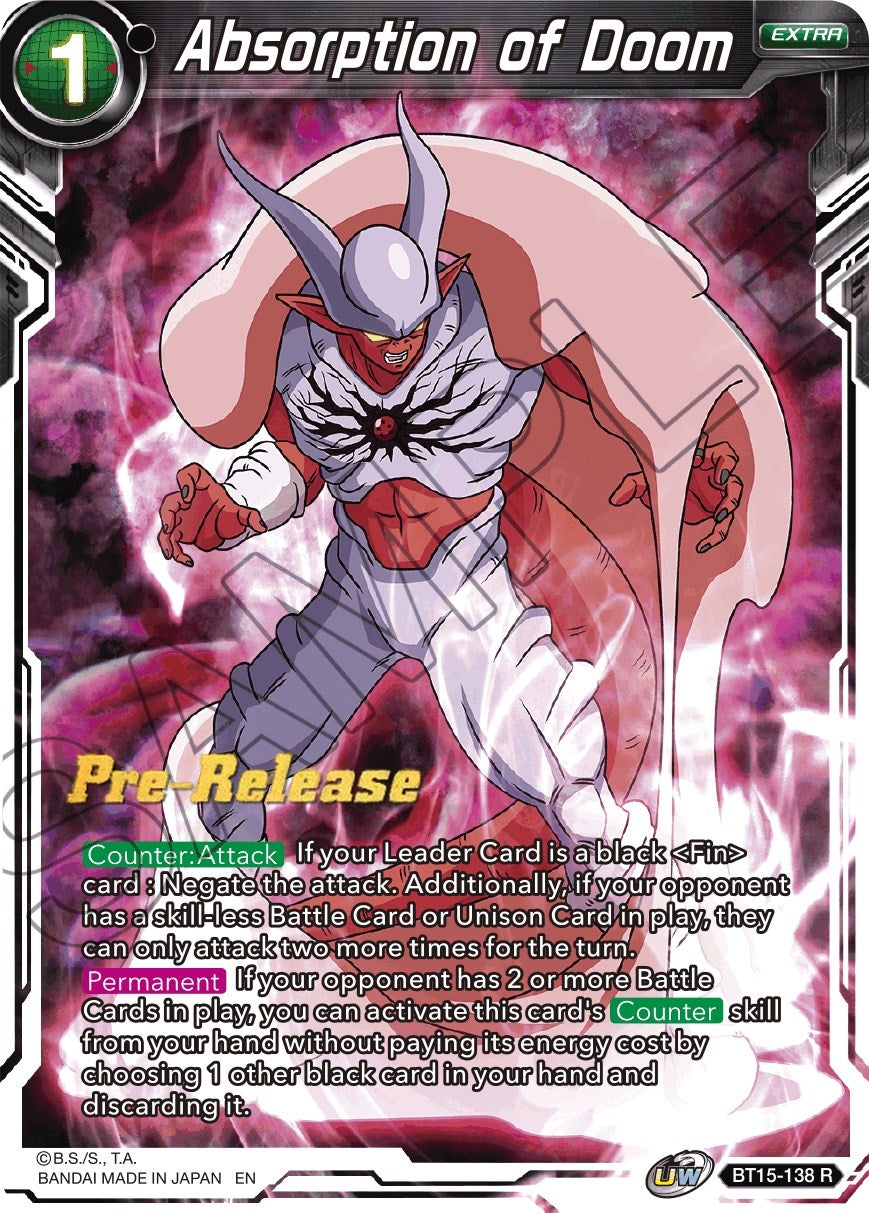 Image for Absorption of Doom (Saiyan Showdown Pre-Release Cards) (BT15-138) - Dragon Ball Super: Masters