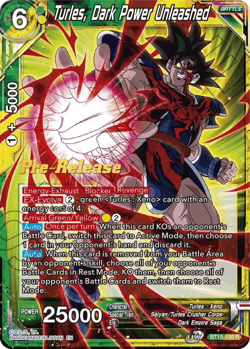 Image for Turles, Dark Power Unleashed (Saiyan Showdown Pre-Release Cards) (BT15-150) - Dragon Ball Super: Masters