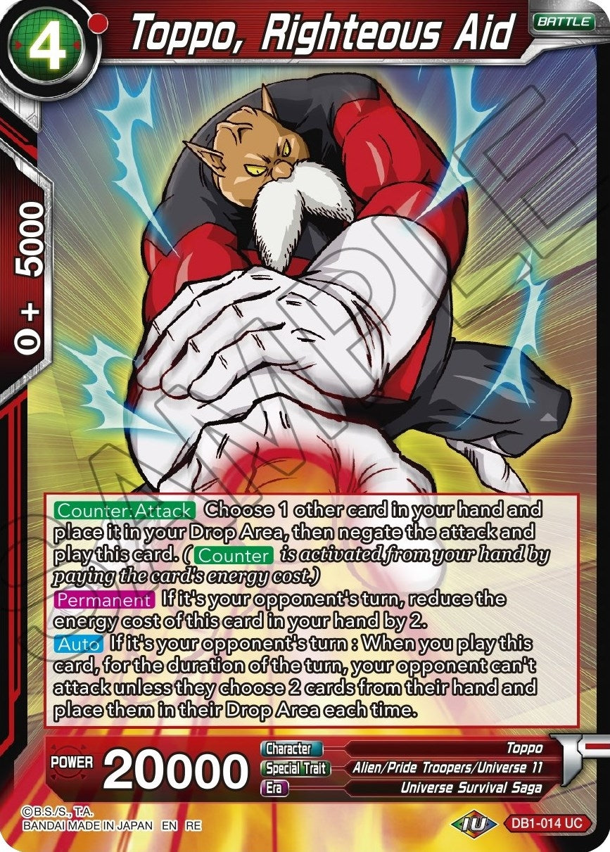 Image for Toppo, Righteous Aid (Mythic Booster) (DB1-014) - Dragon Ball Super: Masters