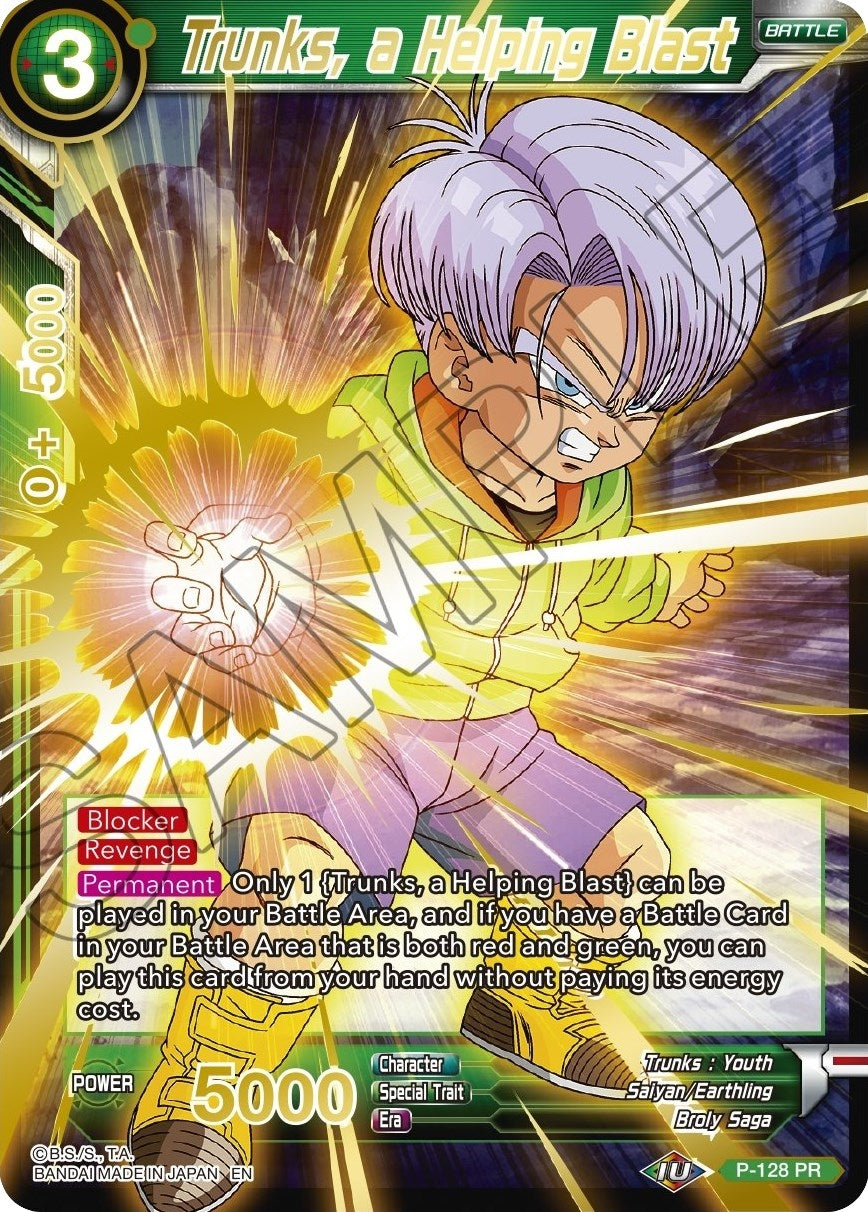Image for Trunks, a Helping Blast (Gold Stamped) (Mythic Booster) (P-128) - Dragon Ball Super: Masters