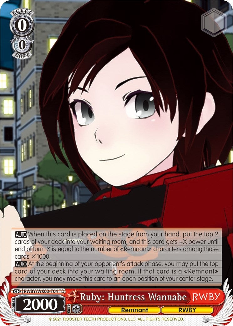 Image for Ruby: Huntress Wannabe (RWBY) (RWBY/WX03-T04 TD) - Weiss Schwarz