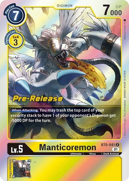 Image for Manticoremon (BT06_PR) (BT6-041 R) - Digimon Card Game