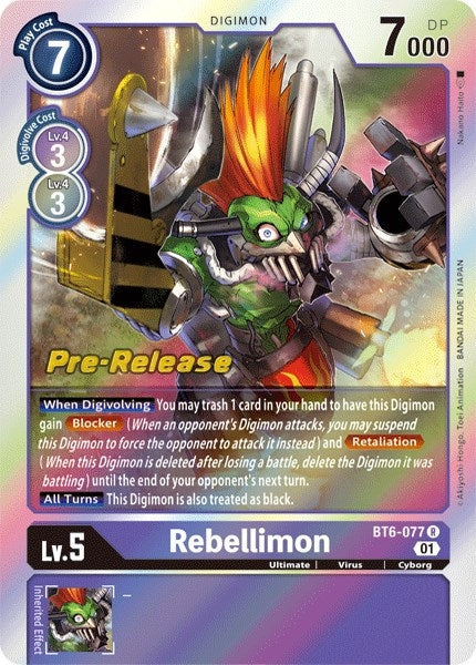 Image for Rebellimon (BT06_PR) (BT6-077 R) - Digimon Card Game
