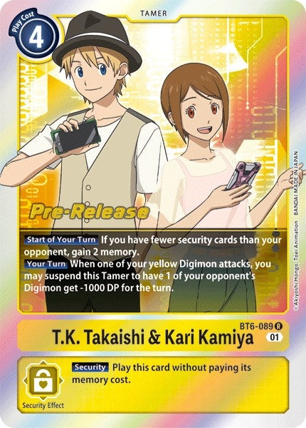 Image for T.K. Takaishi & Kari Kamiya (BT06_PR) (BT6-089 R) - Digimon Card Game