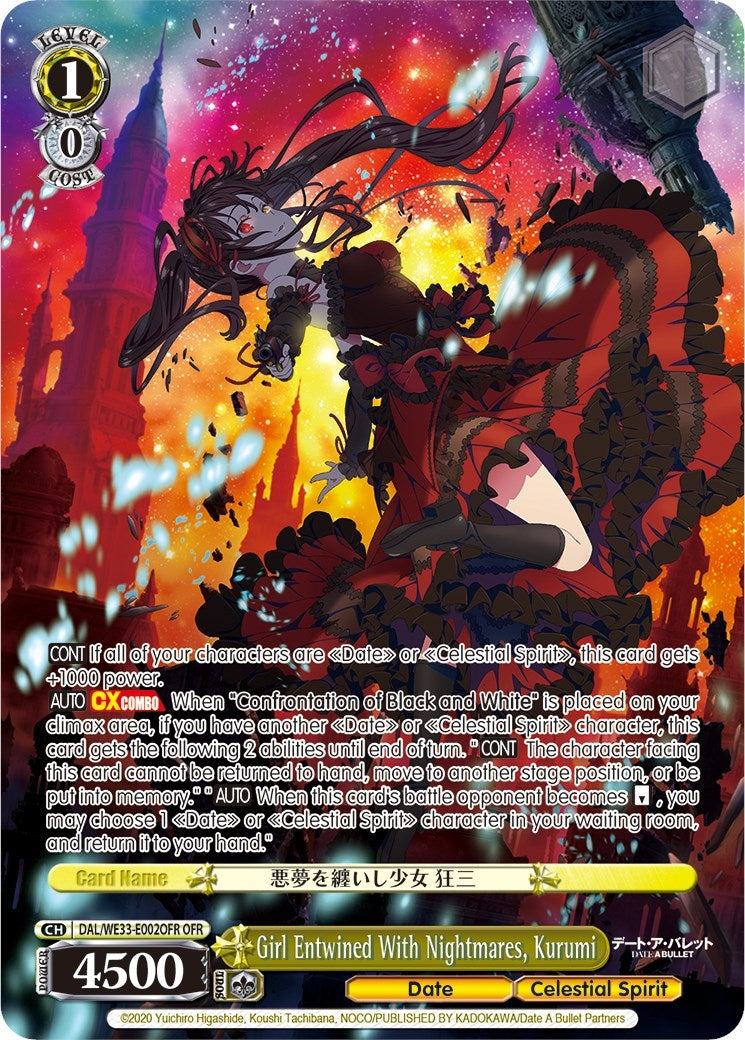 Image for Girl Entwined With Nightmares, Kurumi (OFR) (Date A Bullet) (DAL/WE33-E002OFR OFR) - Weiss Schwarz