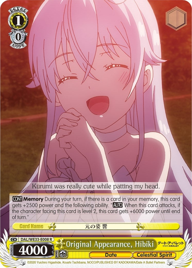 Image for Original Appearance, Hibiki (Parallel Foil) (Date A Bullet) (DAL/WE33-E008 R) - Weiss Schwarz