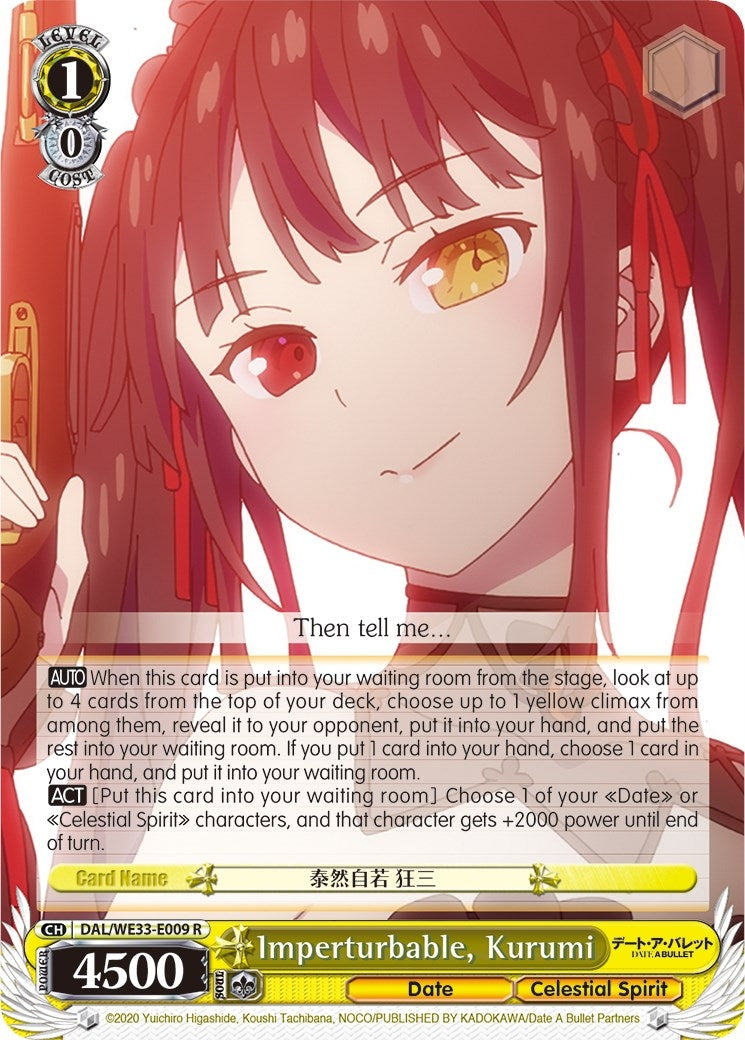 Image for Imperturbable, Kurumi (Date A Bullet) (DAL/WE33-E009 R) - Weiss Schwarz