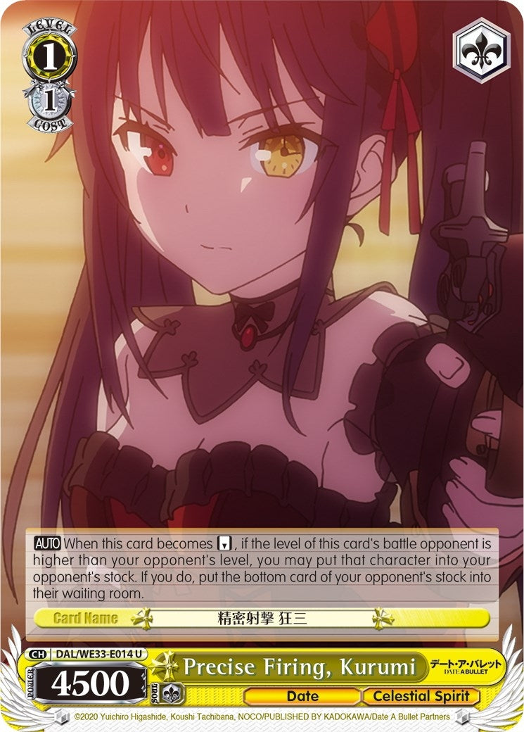 Image for Precise Firing, Kurumi (Date A Bullet) (DAL/WE33-E014 U) - Weiss Schwarz