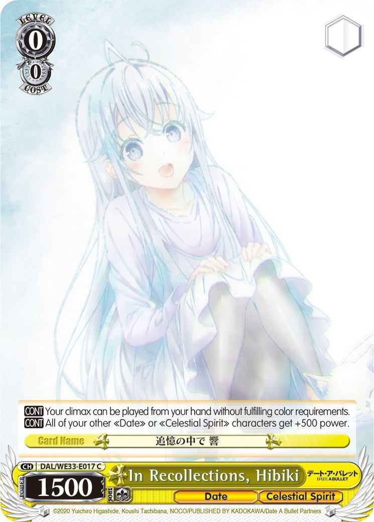 Image for In Recollections, Hibiki (Parallel Foil) (Date A Bullet) (DAL/WE33-E017 C) - Weiss Schwarz