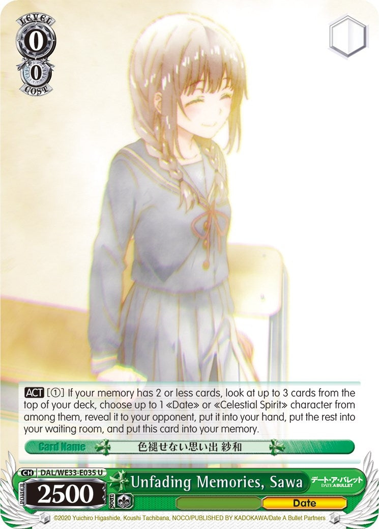 Image for Unfading Memories, Sawa (Date A Bullet) (DAL/WE33-E035 U) - Weiss Schwarz