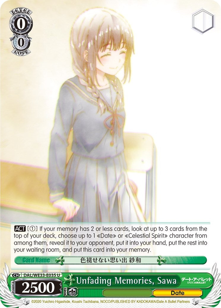 Image for Unfading Memories, Sawa (Parallel Foil) (Date A Bullet) (DAL/WE33-E035 U) - Weiss Schwarz