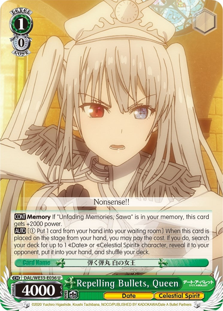 Image for Repelling Bullets, Queen (Parallel Foil) (Date A Bullet) (DAL/WE33-E036 U) - Weiss Schwarz