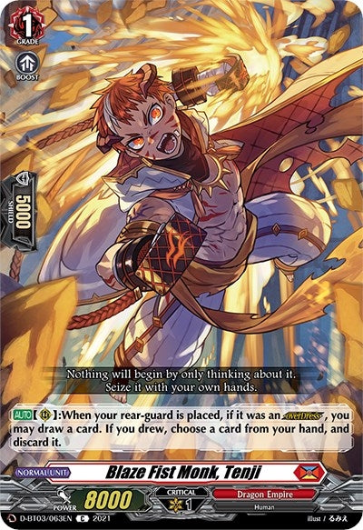 Image for Blaze Fist Monk, Tenji (D-BT03: Advance of Intertwined Stars) (D-BT03/063EN) - Cardfight Vanguard